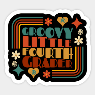 Groovy Little FOURTH Grader First Day of School Sticker